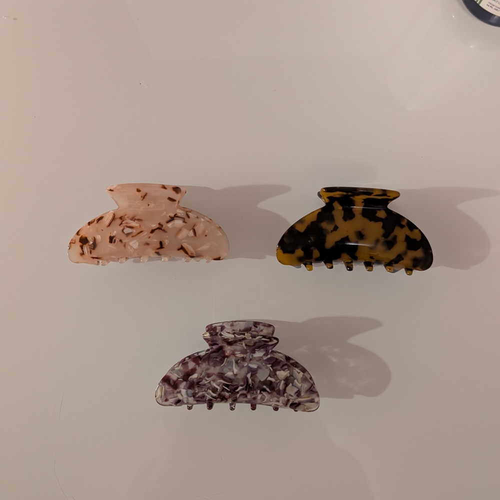 Set of Three Stylish Hair Claw Clips